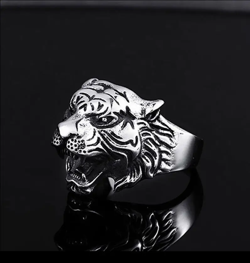 Модное кольцо с головой тигра мужское панк изображением ювелирные изделия