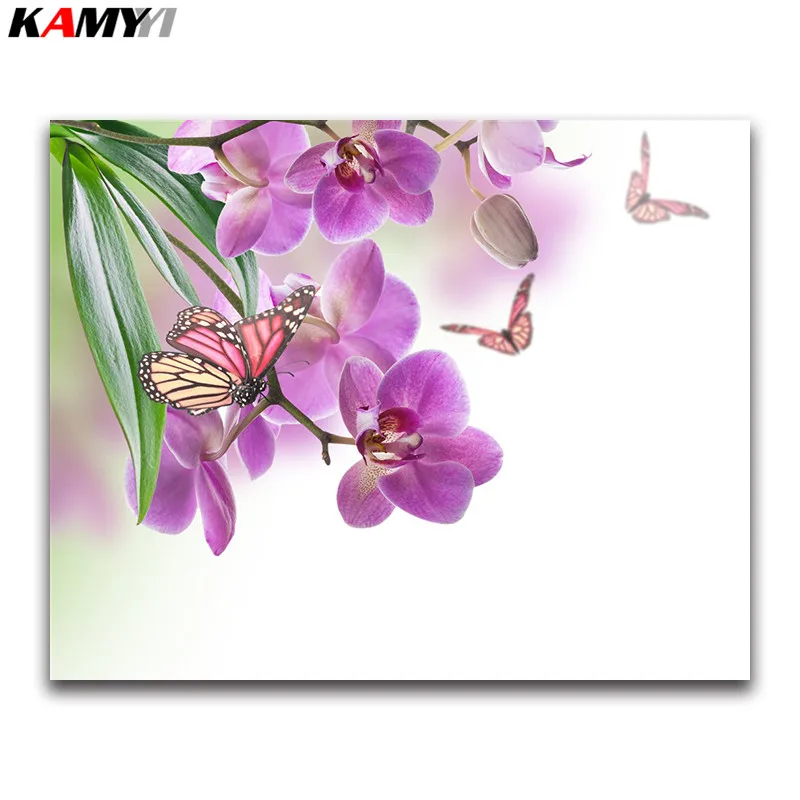 Resin drill 5D diy Full diamond painting cross stitch kits embroidery mosaic pattern Phalaenopsis flower and Butterfly | Дом и сад
