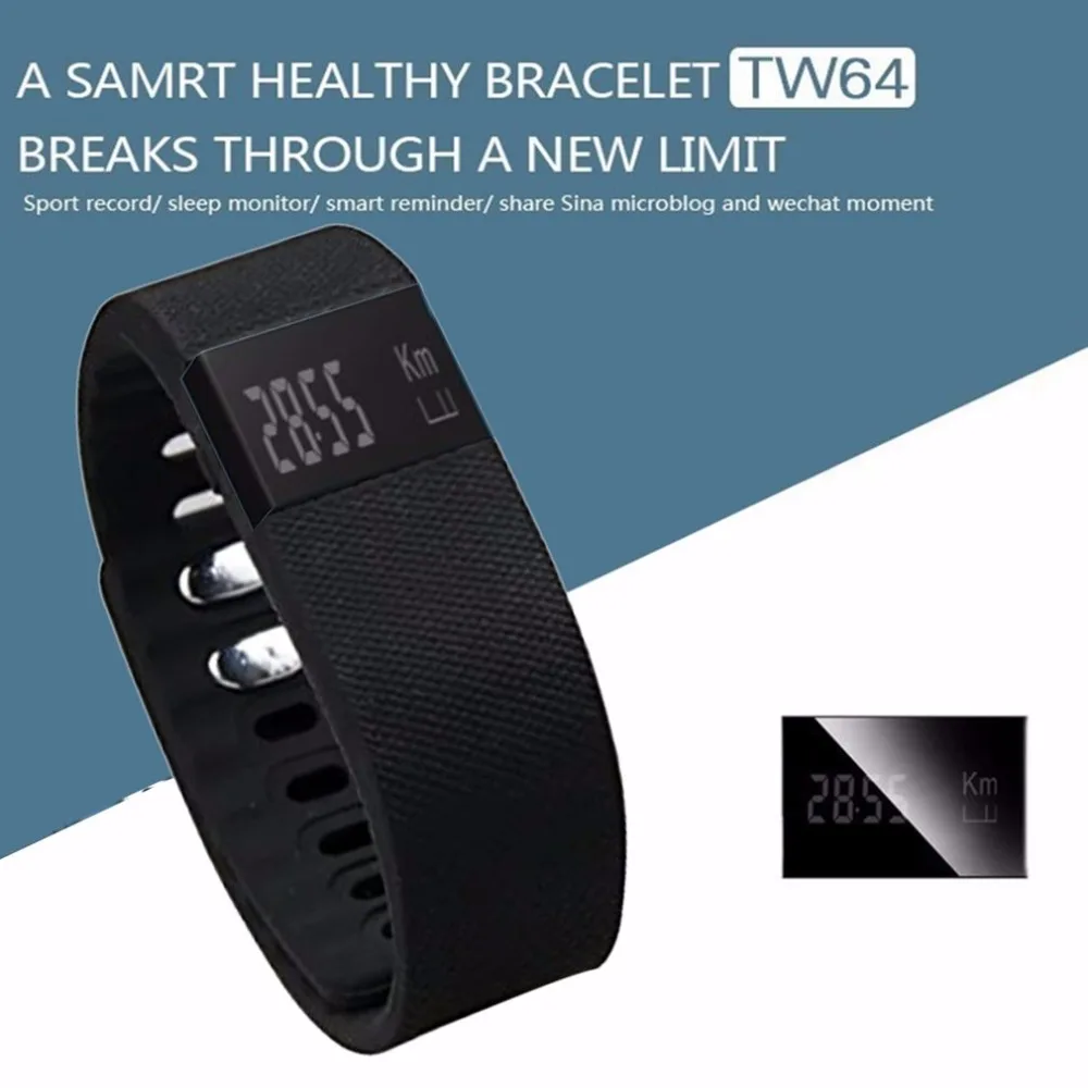 TW64 фитнес трекер Bluetooth Смарт Браслет спортивный браслет шагомер для iPhone IOS Android