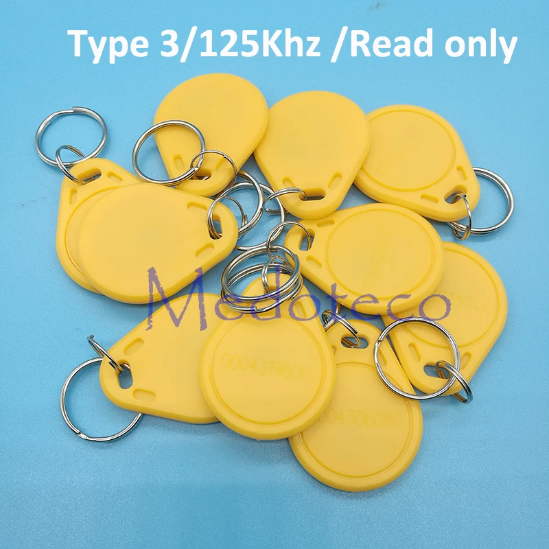 

10 pcs Yellow Color Type 3 125khz Rfid Keyfobs Card Key card for Access Control System Read only