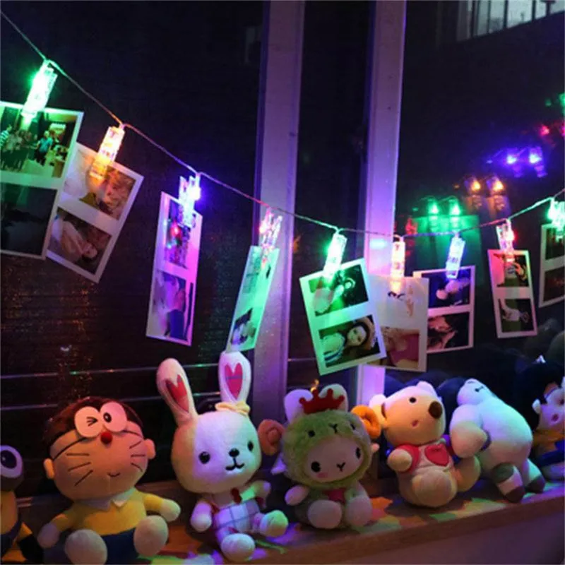

10/20/30/40/50 led Garland Card Photo Clip LED String Fairy Lights Night Light Christmas Garlands Wedding Valentines Party Decor