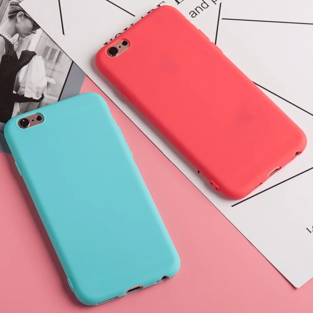 Милые яркие цвета мягкий ТПУ силикон матовая поверхность чехлы для телефонов Apple