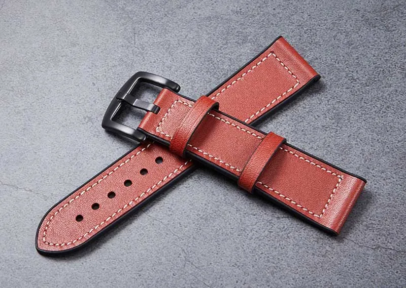 Creative Leather Silicone Watch Band 22mm Brown Black Belt for Men Watch Apple Samsung Galaxy Watch Luxury Leather Strap Belt