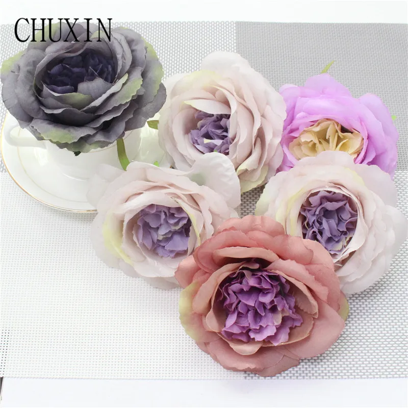 10 шт. искусственные цветы шелк большая роза цветок голова фон стена Свадебные