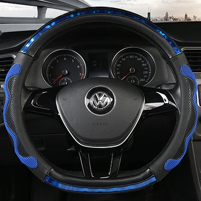 KKYSYELVA D Shape Leather Car Steering Wheel Cover Four Seasons Steering Wheel Hubs ForInterior Accessories - Название цвета: 3