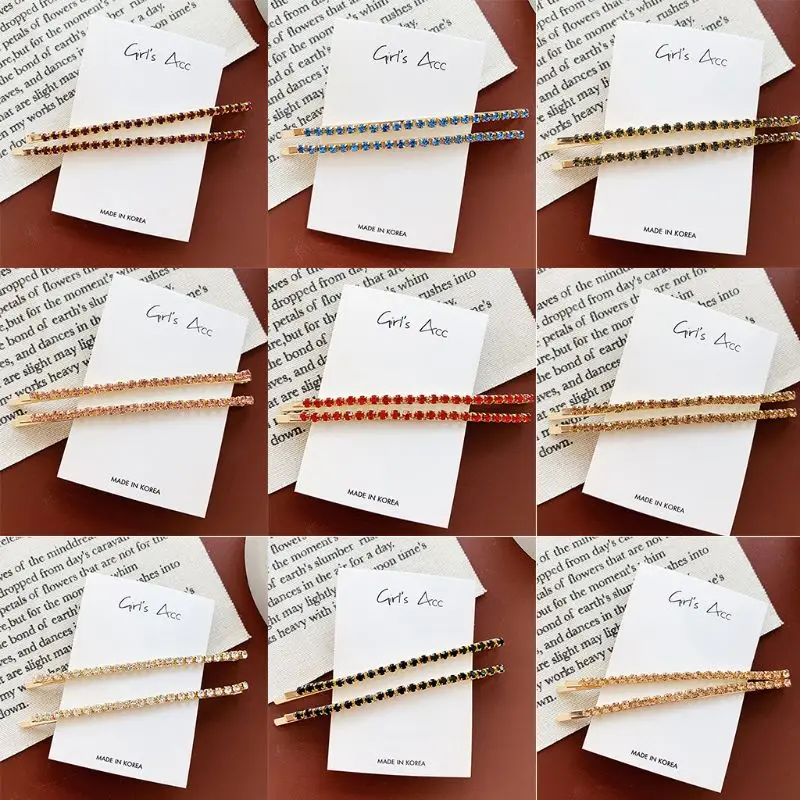 1 пара женские металлические изогнутые заколки для волос с цветными блестящими