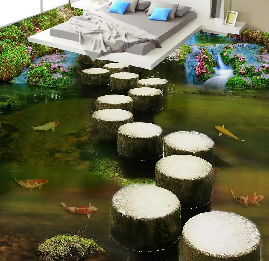 3d напольные обои с рисунком ПВХ Самоклеящиеся изображением заводского края