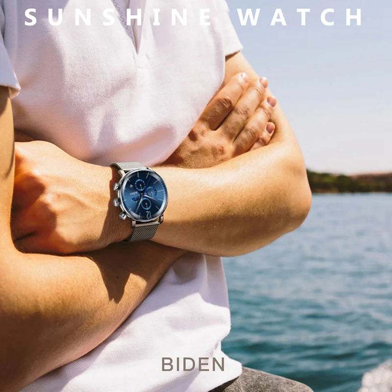 Бренд BIDEN модные спортивные часы мужские Кварцевые водонепроницаемые