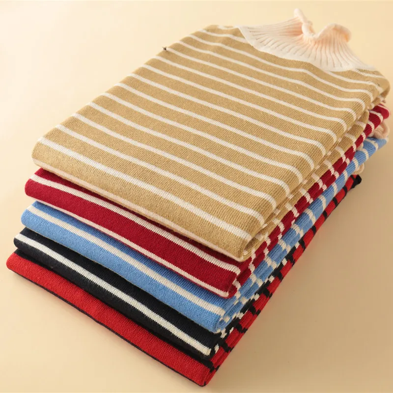 Woman Sweater Striped 5Colors Oneck Pullover Hot Sale Ladies Standard Clothes Spring New Fashion Female Jumpers Woolen Girl Tops | Женская