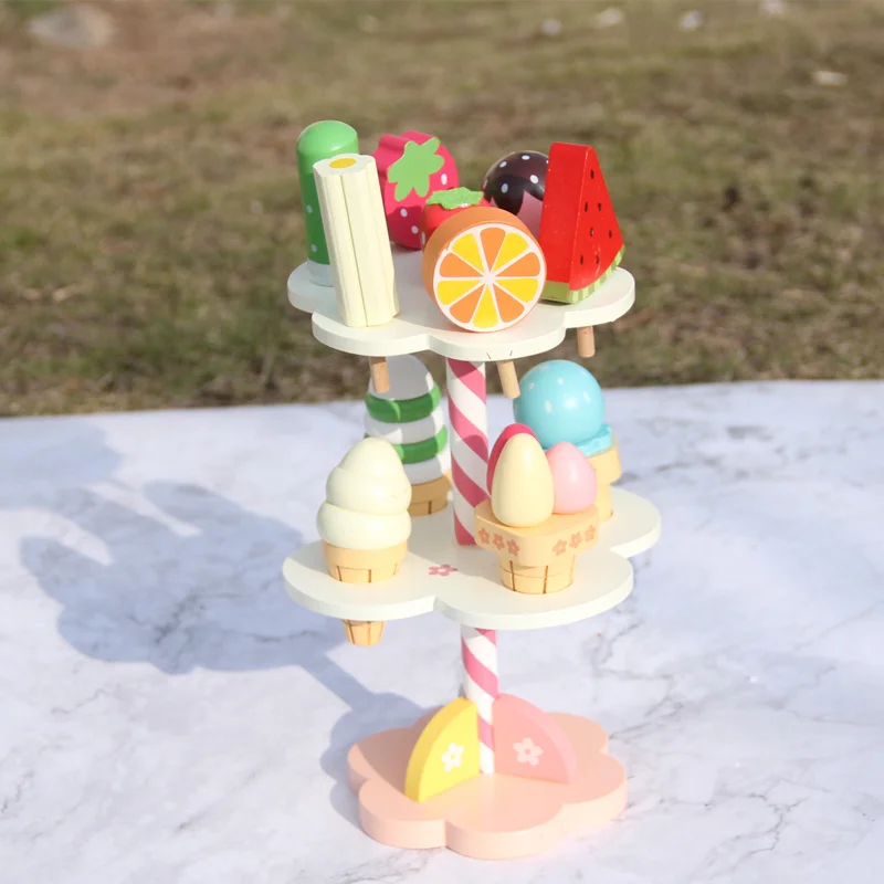 Ice Cream Stand Имитация клубники мороженое/горячий горшок/торт ко дню рождения деревянные игрушки для детей ролевые игры детские Косплей Кухонные Игрушки образовательный подарок - Цвет: Ice Cream Stand
