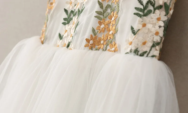 Для девочек с кружевной отделкой вышивкой Тюлевое платье принцессы праздничные