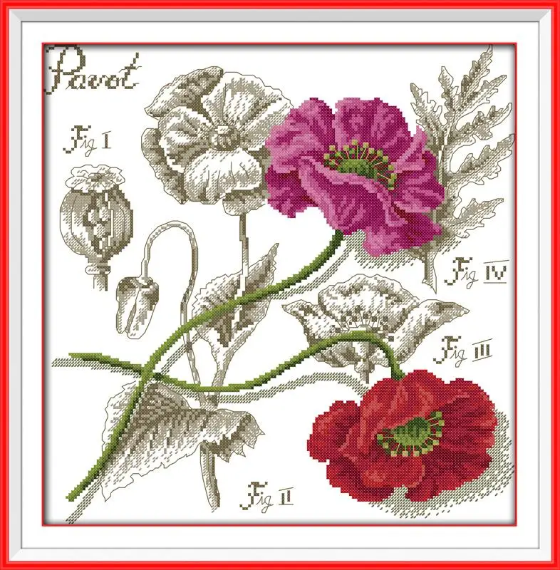 Набор для вышивки маком 11CT 14CT крестиком домашнего декора|cross stitch|poppies cross stitchembroidery