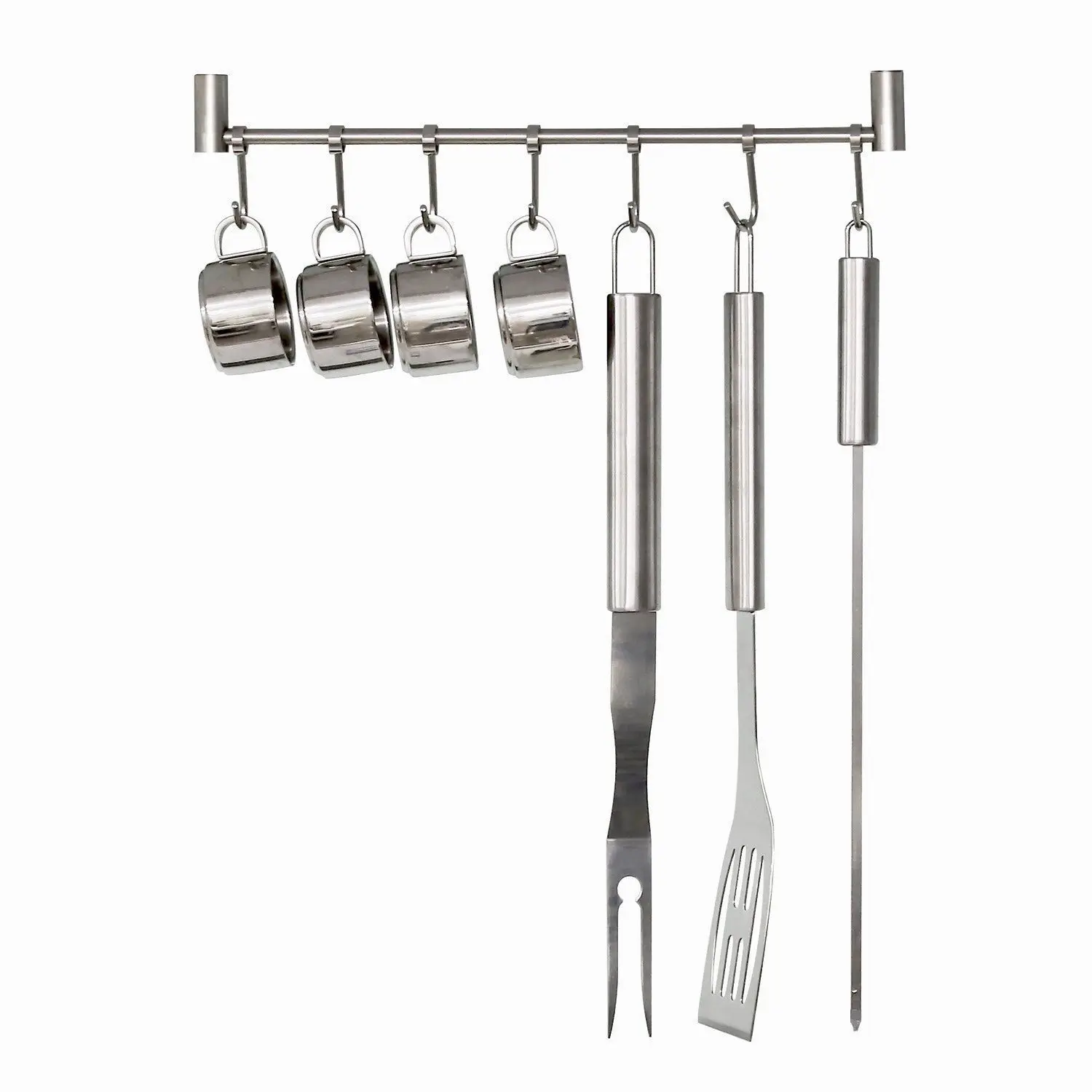 Kitchen Rail Rack Wall Mounted Utensil Hanging Rack Stainless Steel Hanger Hooks for Kitchen Tools Pot Towel