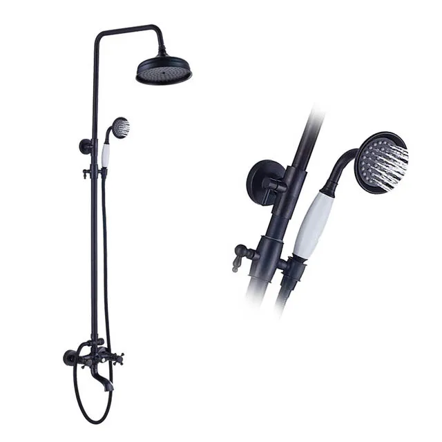 Shower Faucet B Смеситель для душа в ванной, черный, 8 дюймов, смеситель для душа с поворотным носиком, раздвижная стойка для душа, настенное крепление - Цвет: Shower Faucet B