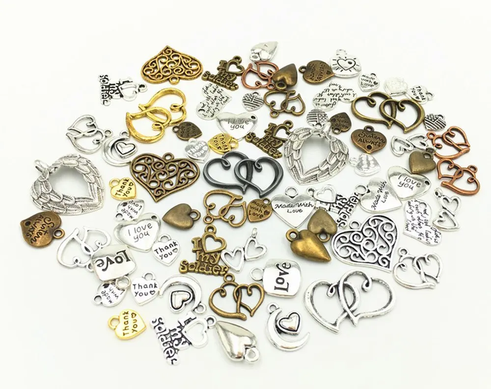 100 г разноцветные брелоки в стиле стимпанк с сердечком винтажное ожерелье ручной