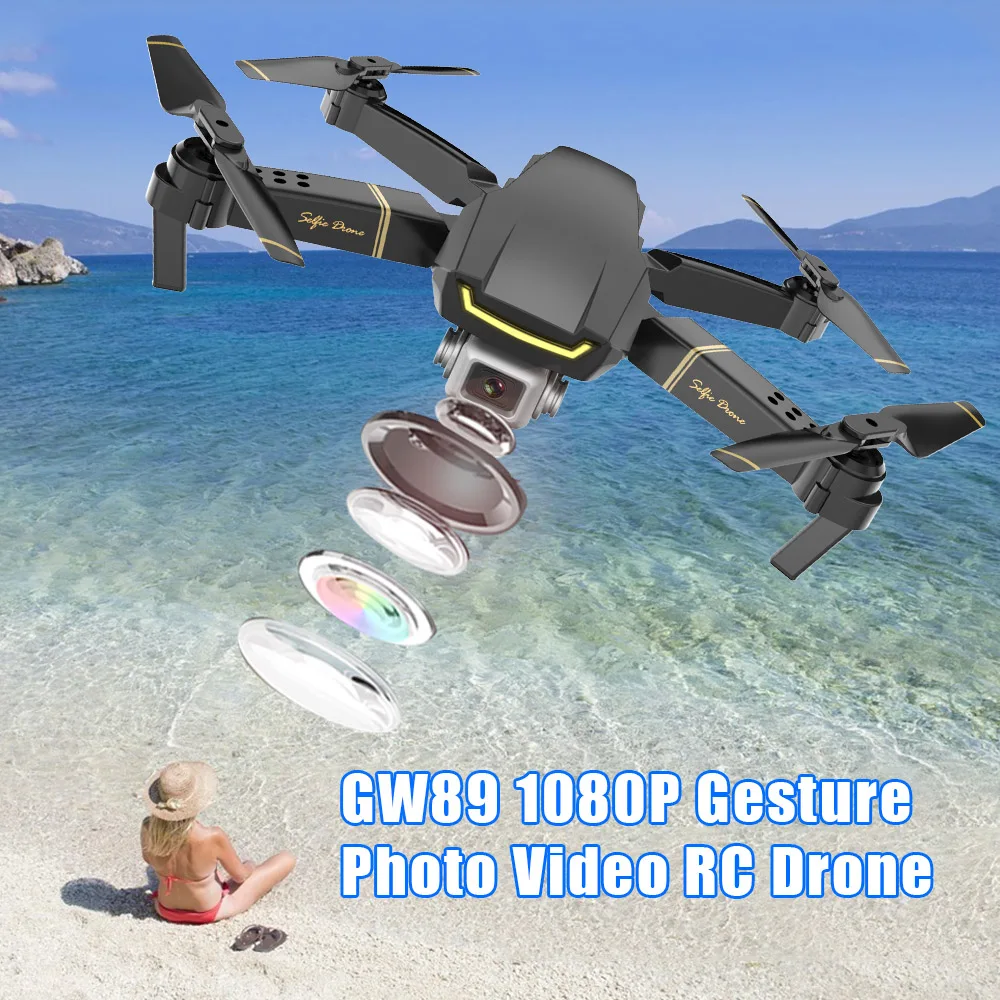 Global GW89 Радиоуправляемый Дрон с камерой 1080P HD Wifi FPV Gesture Фото Видео удержание высоты складной Радиоуправляемый квадрокоптер для начинающих VS E58