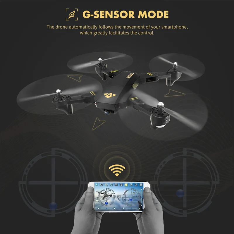 VISUO XS809HW XS809W WI-FI с видом от первого лица Складная рукоятка с видом от первого лица Квадрокоптер с дистанционным управлением и 2MP 0.3MP Камера 6-осевой Радиоуправляемый Дрон игрушки RTF VS E50