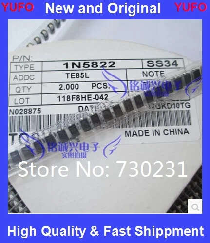 100pcs 1N5822 SMA smd do-214ac IN5822 Schottky diode ss34 free shipping