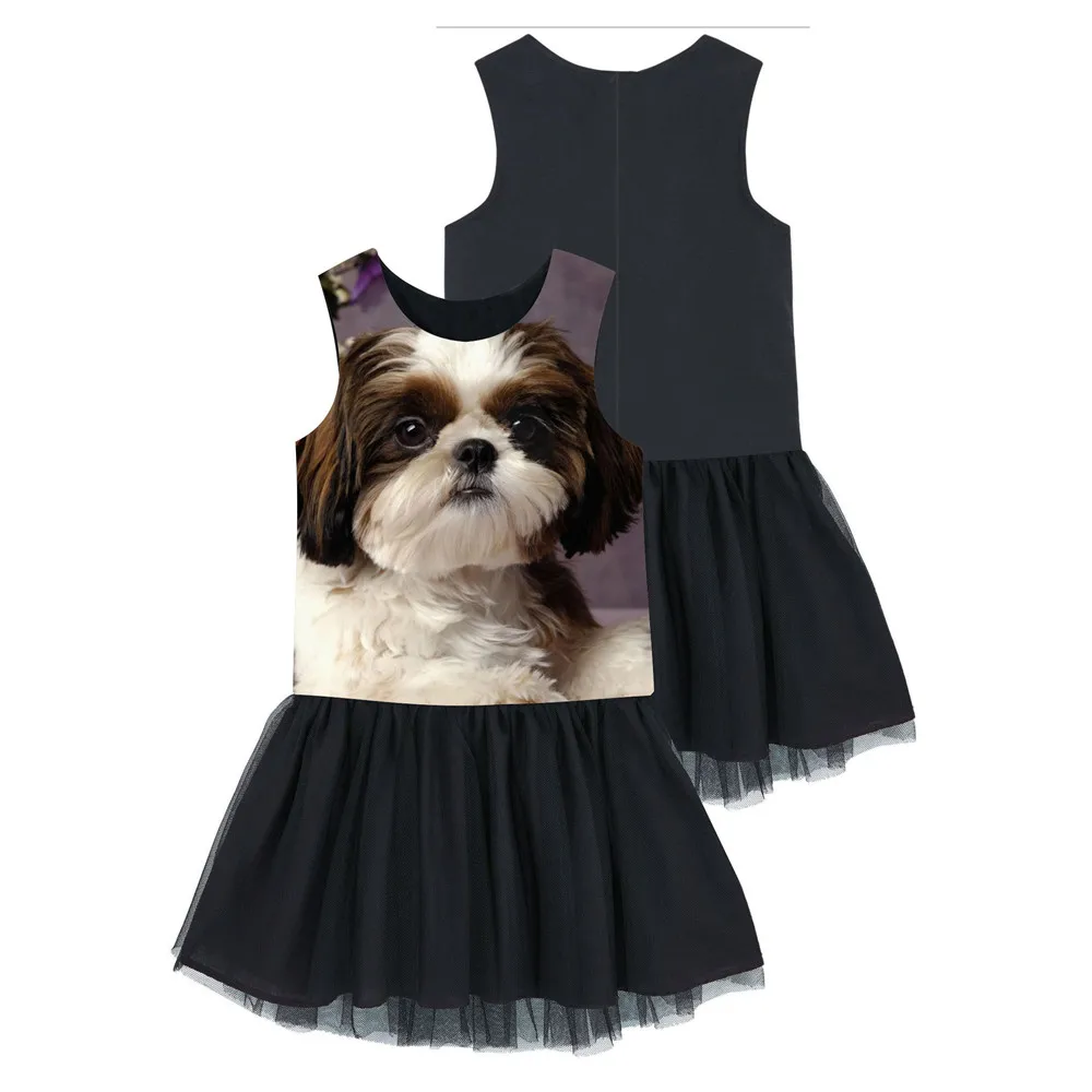 Милые платья с принтом щенка для маленьких девочек Брендовое платье малышей и