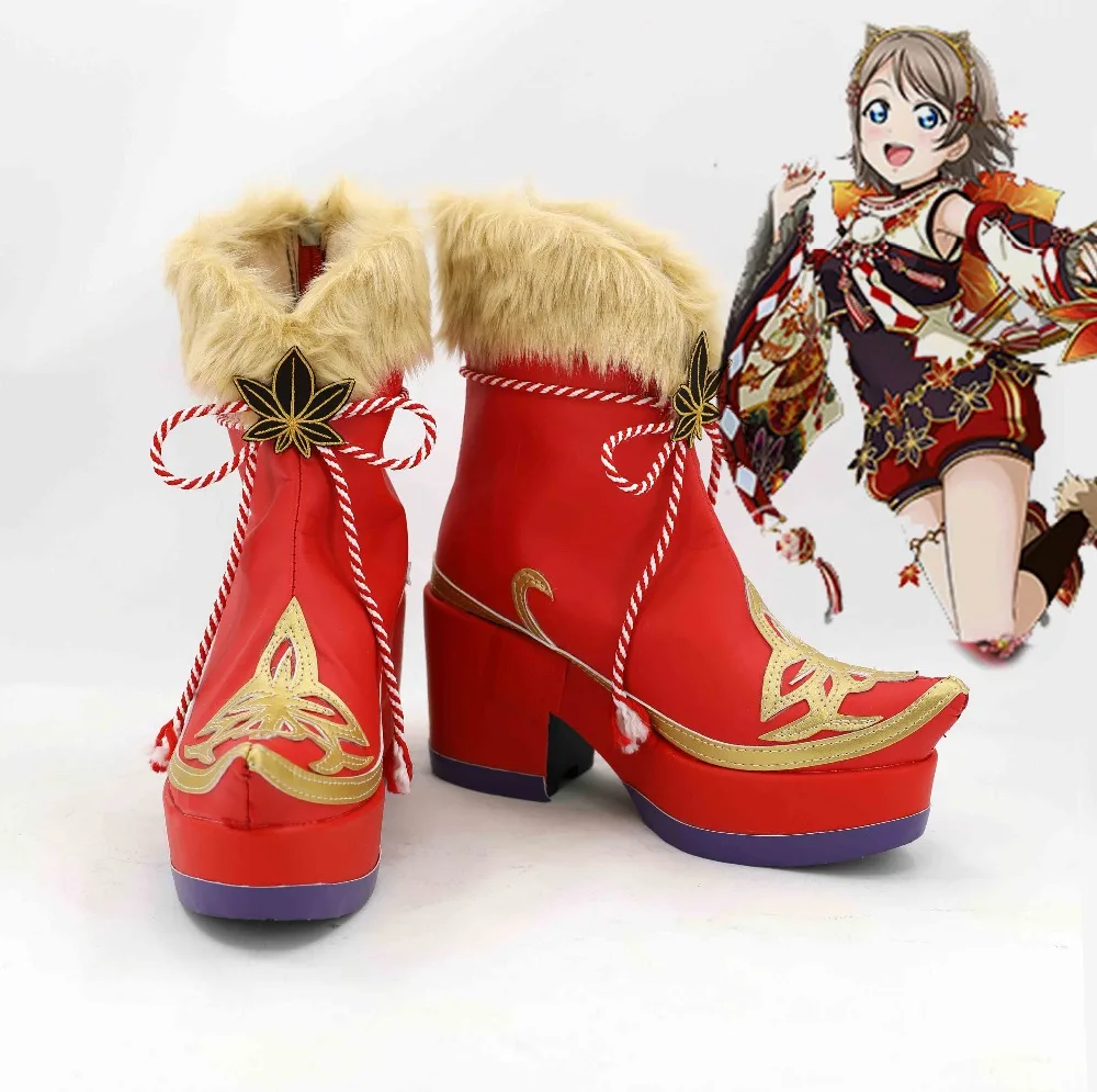 

LoveLive!Sunshine Aqours Takami Chika Sakurauchi Riko Matsuura kanan Kurosawa Dia Watanabe You Cosplay Shoes Boots Maple Leafs