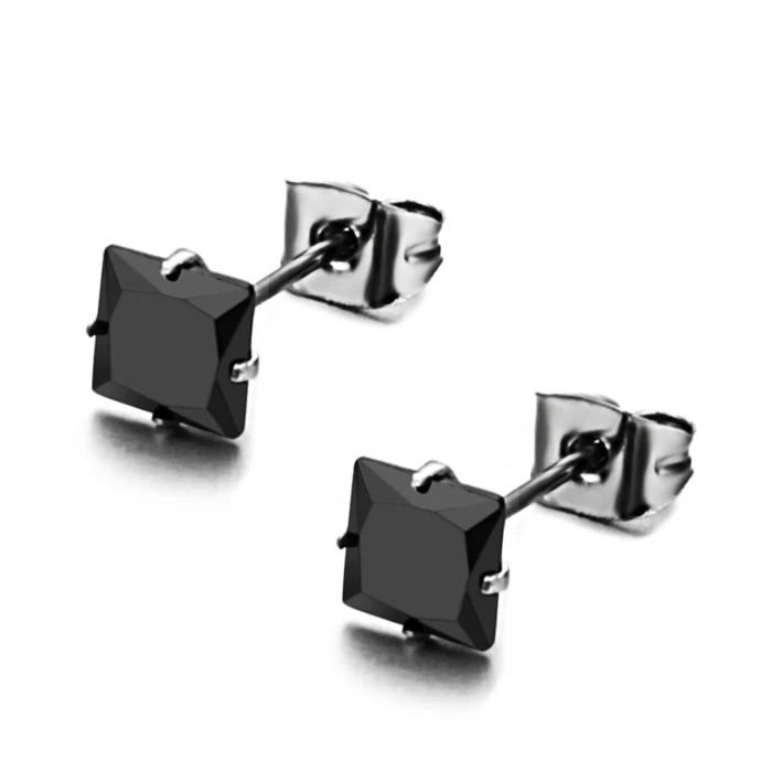 Простые Популярные Квадратные серьги-гвоздики унисекс из нержавеющей стали