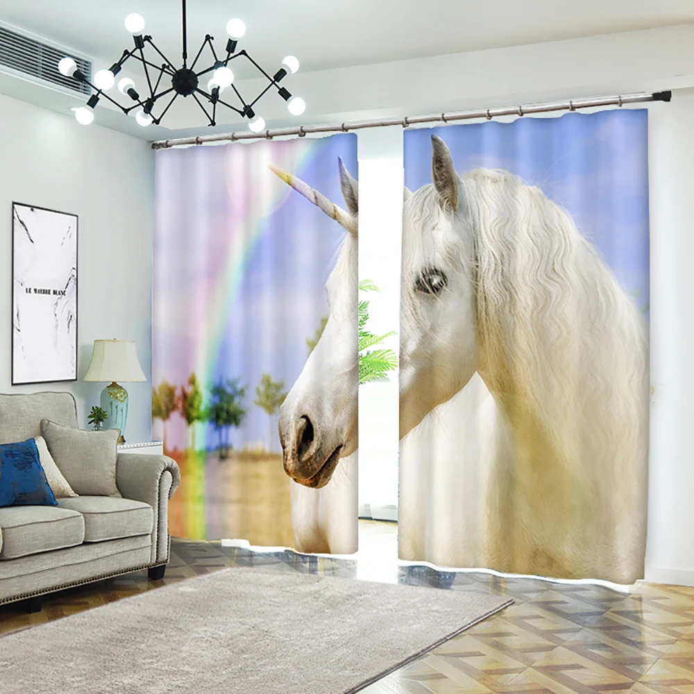 Единорог фото черная занавеска для волос 3D цифровая печать затемненные