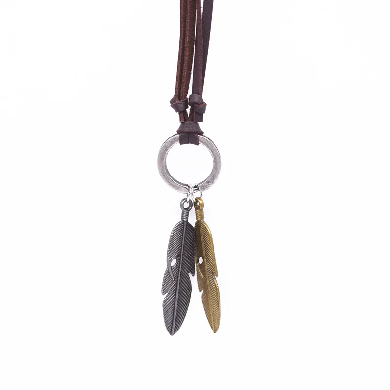 Модное винтажное ожерелье с подвеской в виде пера VOQ 2017 для женщин и мужчин