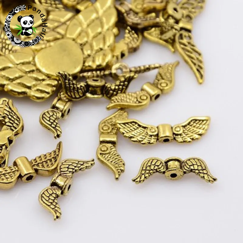 Antique Golden 500 г смешанный Тибетский Стиль Крылья Ангела разделитель Бусины DIY Ювелирные изделия Кулон 12~ 43,5 х3, 5~ 17х3~ 4,5 мм отверстие: 1~ 2 мм - Цвет: Antique Golden