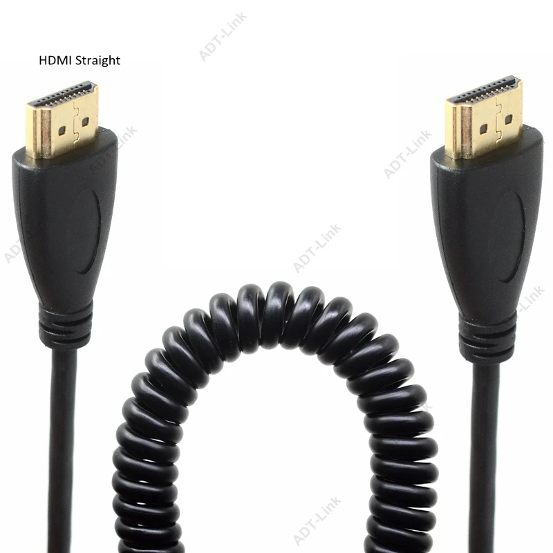 Эластичная спиральная пружина HDMI кабель папа-папа V1.4 1080P 3D чистая медь HDMI левый и правый угловой Кабо 0,6 м-2,0 м