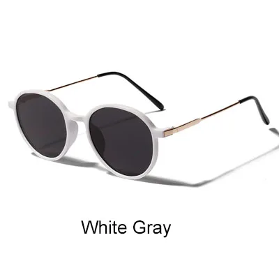 White Gray Женские солнцезащитные очки, Круглые, Ретро стиль, Ретро стиль, оранжевые очки, UV400, женские солнцезащитные очки, роскошные, тени, zonnebril dames 8813044 - Цвет линз: White Gray