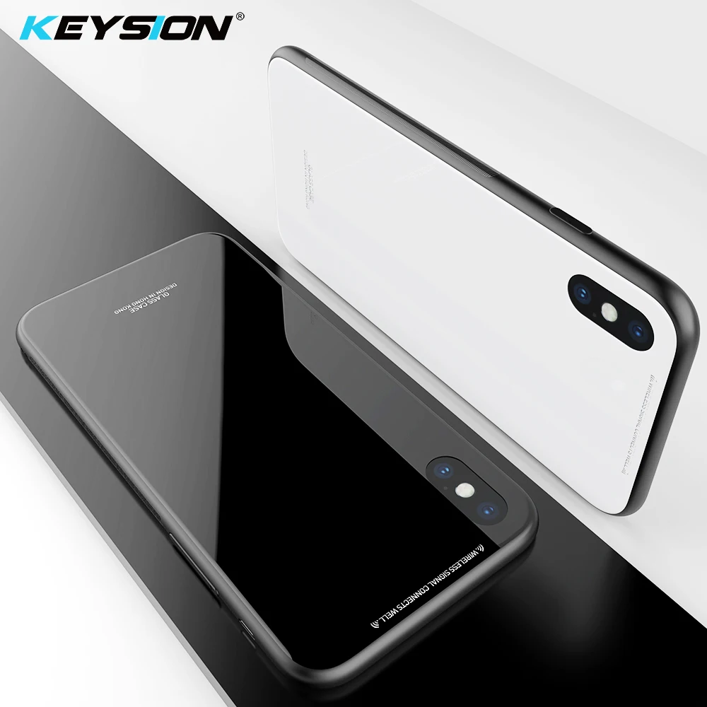 KEYSION чехол из закаленного стекла для телефона iPhone XS Max чехлы нескользящий черный X