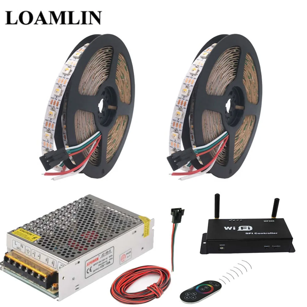 10m SK6812 RGBW Светодиодная лента WIFI300 RGB светодиодный контроллер с сенсорный экран пульт дистанционного управления DC5V светодиодный трансформатор комплект - Испускаемый цвет: 10m