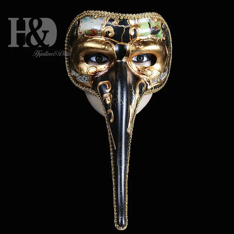 H & D Античная Венецианская Маскарадная маска из смолы мужской длинный нос клюв