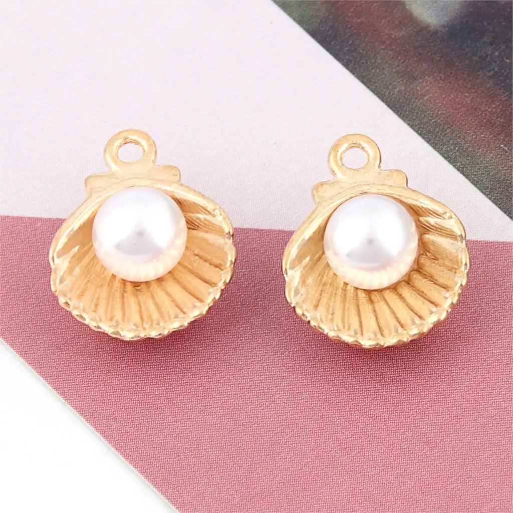 10Pcs Silver Color 12x15mm Shell Pearl Charms Nautical Pendant Finding Choke Bracelet Handcrafts Jewelry Supplies - купить по