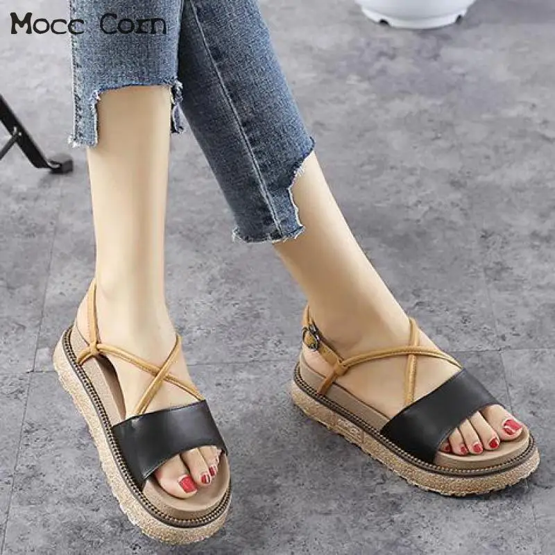 Mujer Sandalias женские сандалии на платформе летние туфли с открытым носком плоской