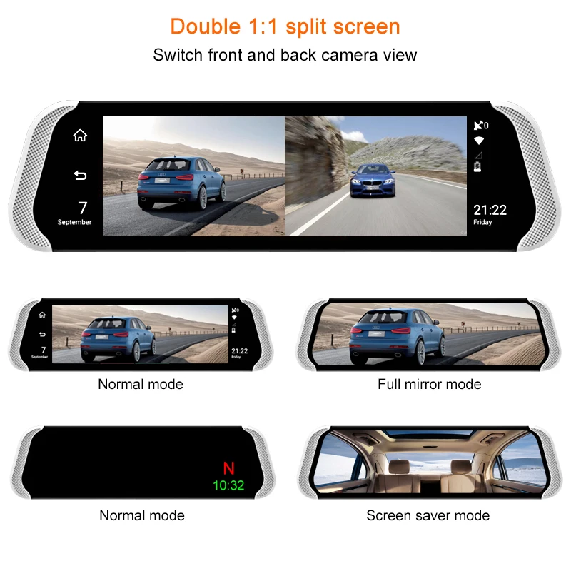 Автомобильный видеорегистратор YANTU 10 &quotIPS Touch 4G двойная камера Android ADAS GPS FHD 1080P Wi Fi