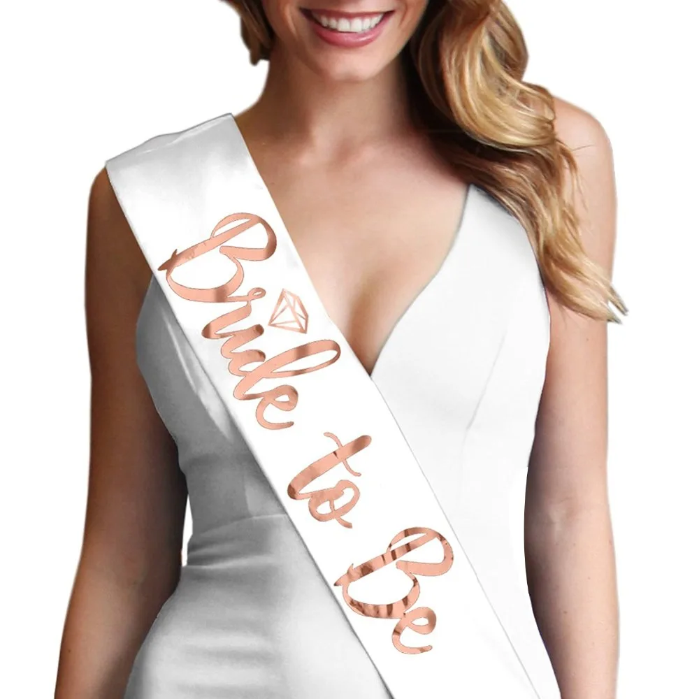 Атласный пояс для невесты с бриллиантовым кольцом девичника свадебной вечеринки