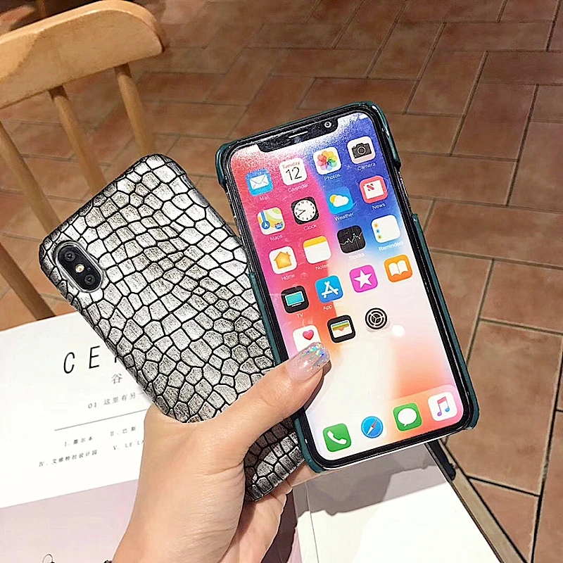 Зеленый блестящий крокодиловый Чехол для Телефона iPhone 7 X XS Max XR 8 Plus кожаный чехол