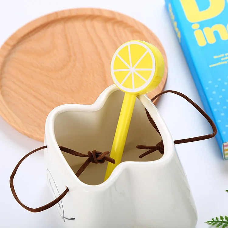 Tanie 40 Sztuk Cartoon Okrągłe Głowy Owocowe Pióro Neutralne śliczne Nauka Papiernicze Artykuły Biurowe Z Czarna Igłą Rury Wody Długopis Signature