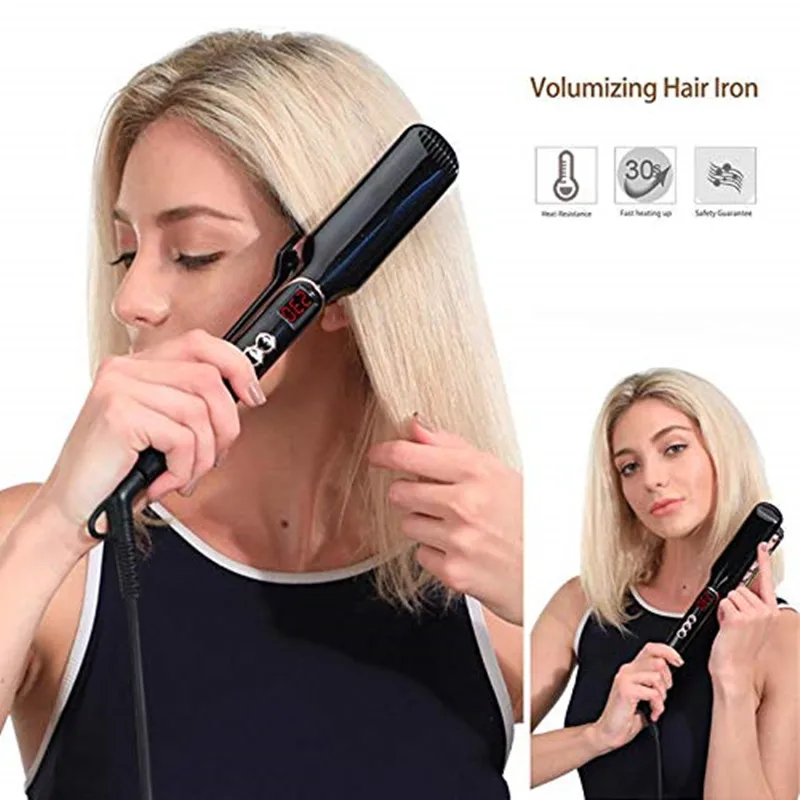 

2020Electric Hair Volumizing Flat Iron Ceramic Hair Straightener Digital With LCD Display Hair Fluffy Straightening Styling Tool