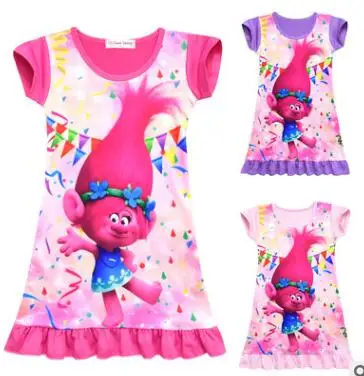 Детское платье с троллями повседневные короткие платья изображением волшебных