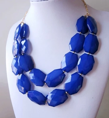 10 цветов ожерелье, Двухслойное ожерелье - Окраска металла: navy blue