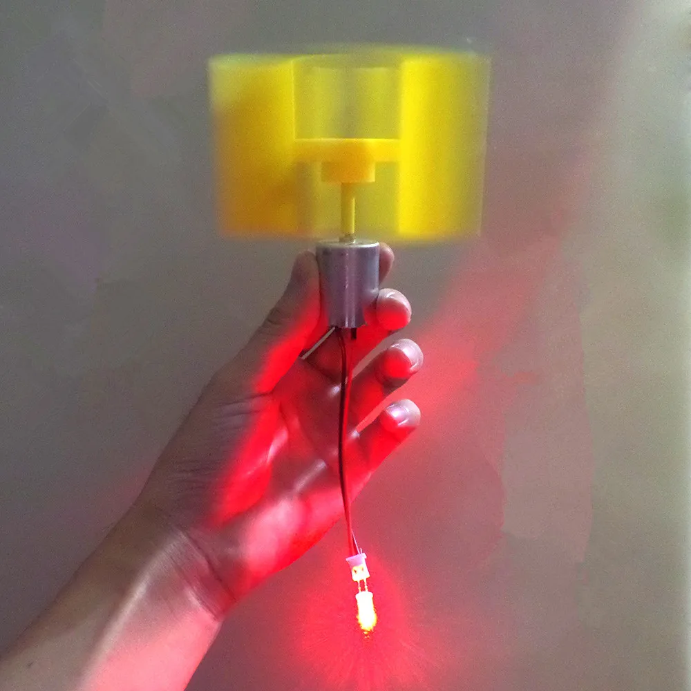New Miniature vertical axis wind Alternative Energy generator DIY Motor+ wind blade+ 5 mm red LED