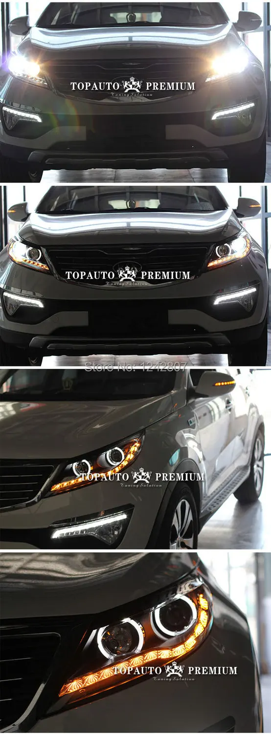 По EMS для KIA SPORTAGE R 2012-2013 V1 HID xenon светодиодный головной светильник/налобный светодиодный дневной светильник runnibg+ ангельские глазки halo