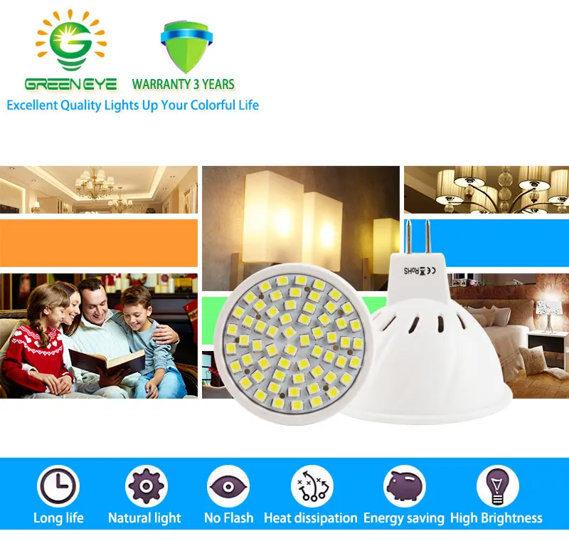 GreenEye 5 шт. Высокая яркость MR16 220 В DC 12 В светодиодный светильник 6 Вт 8 Вт Светодиодный точечный светильник Bombillas Точечный светильник Лампада светодиодный лампочка лампада ампула