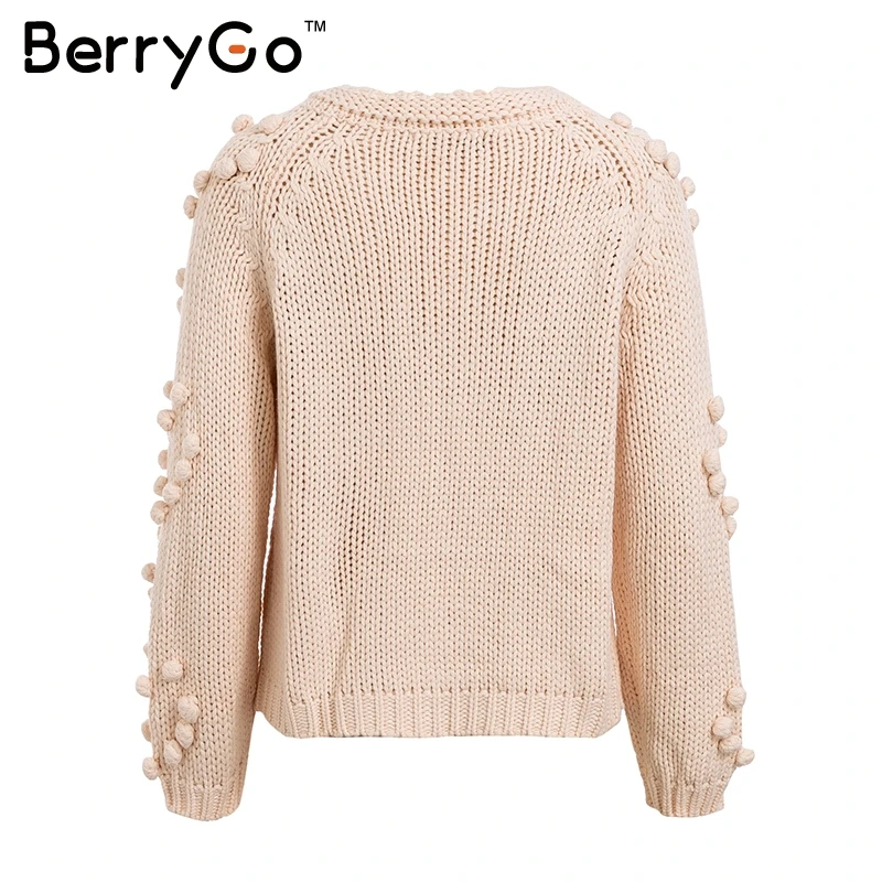 BerryGo Hairball милый вязаный для женщин свитер повседневное с длинным рукавом розовый