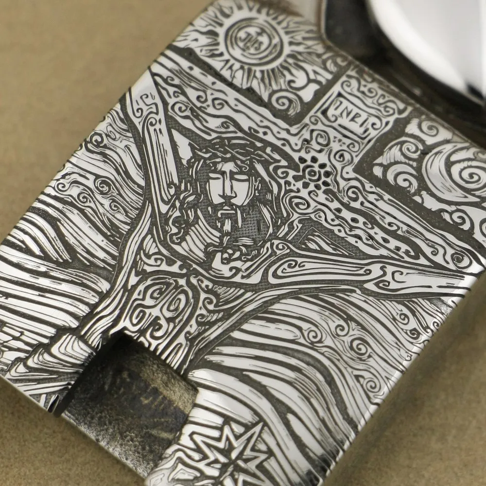 Deep Engraved Stainless Steel Jesus Crucifix Cross Mens Biker Bracelet 5D201A|Цепочки и браслеты| |