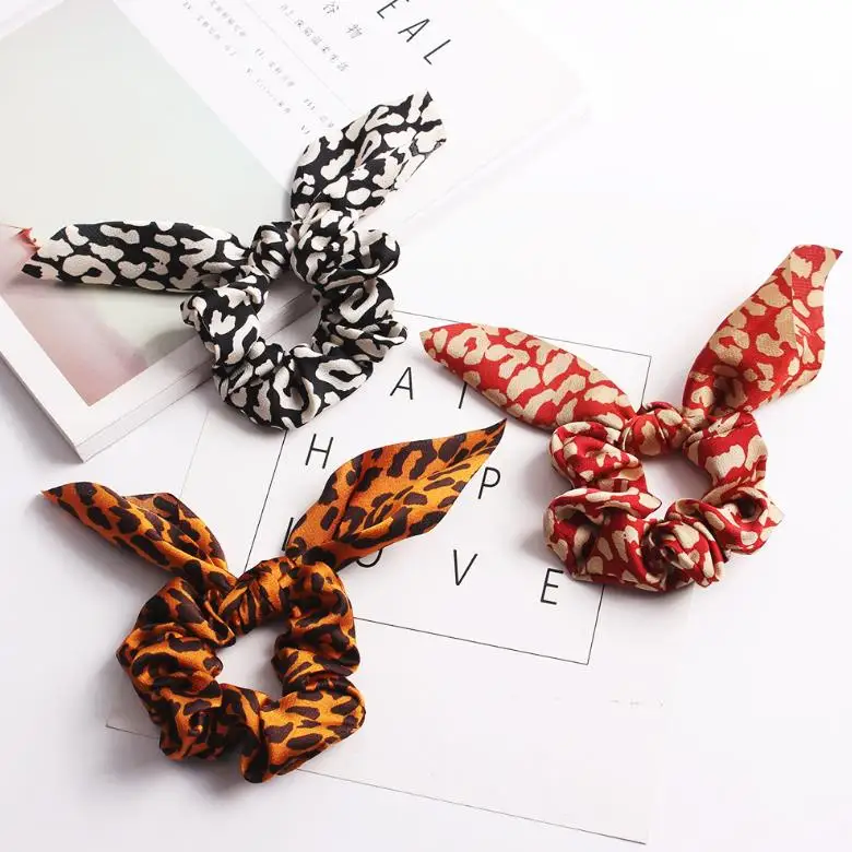 Женское кольцо-повязка для волос с заячьими ушками леопардовая резинка
