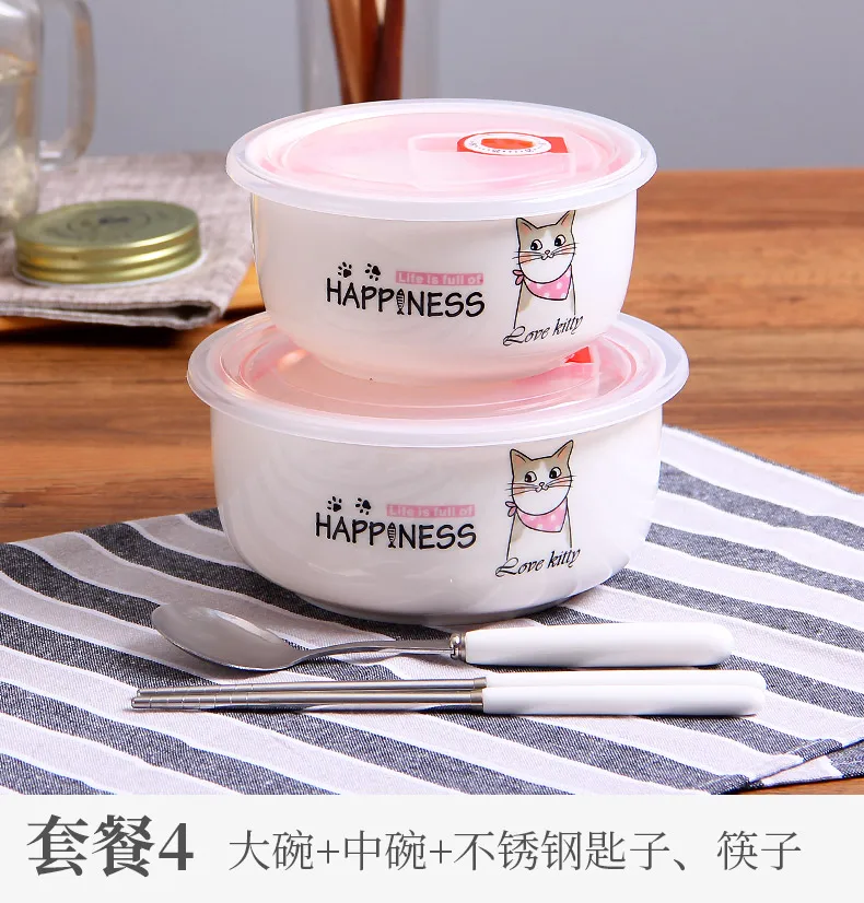 Горячая Kawaii животное керамический Ланч-бокс Procelain чаша Bento Ланч-бокс портативный пищевой контейнер посуда столовая посуда Set-Z0110