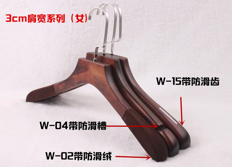 5 pcs/lot Heavy Duty Wooden Coat Hangers Solid Wood Clothes Hanger of Vintage Color with Anti-skid Shoulder Design for Adult Kid